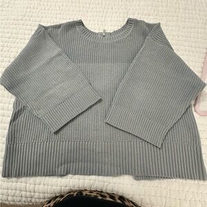 CAbi Women's Light blue/gray Knit Cardigan zip front or back style